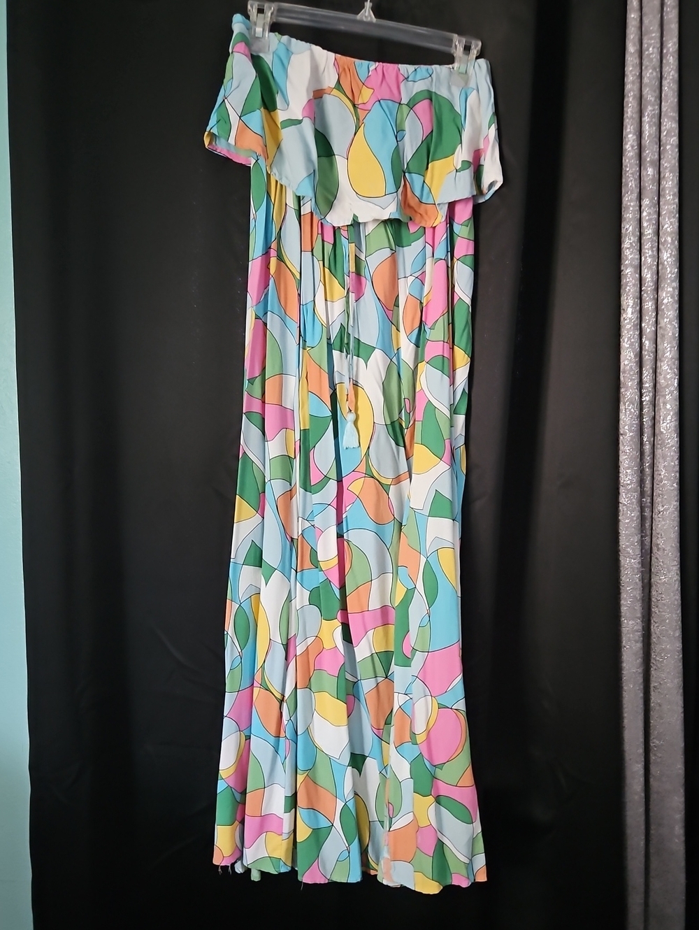 Japna Multicolor Abstract Off-Shoulder Maxi Dress